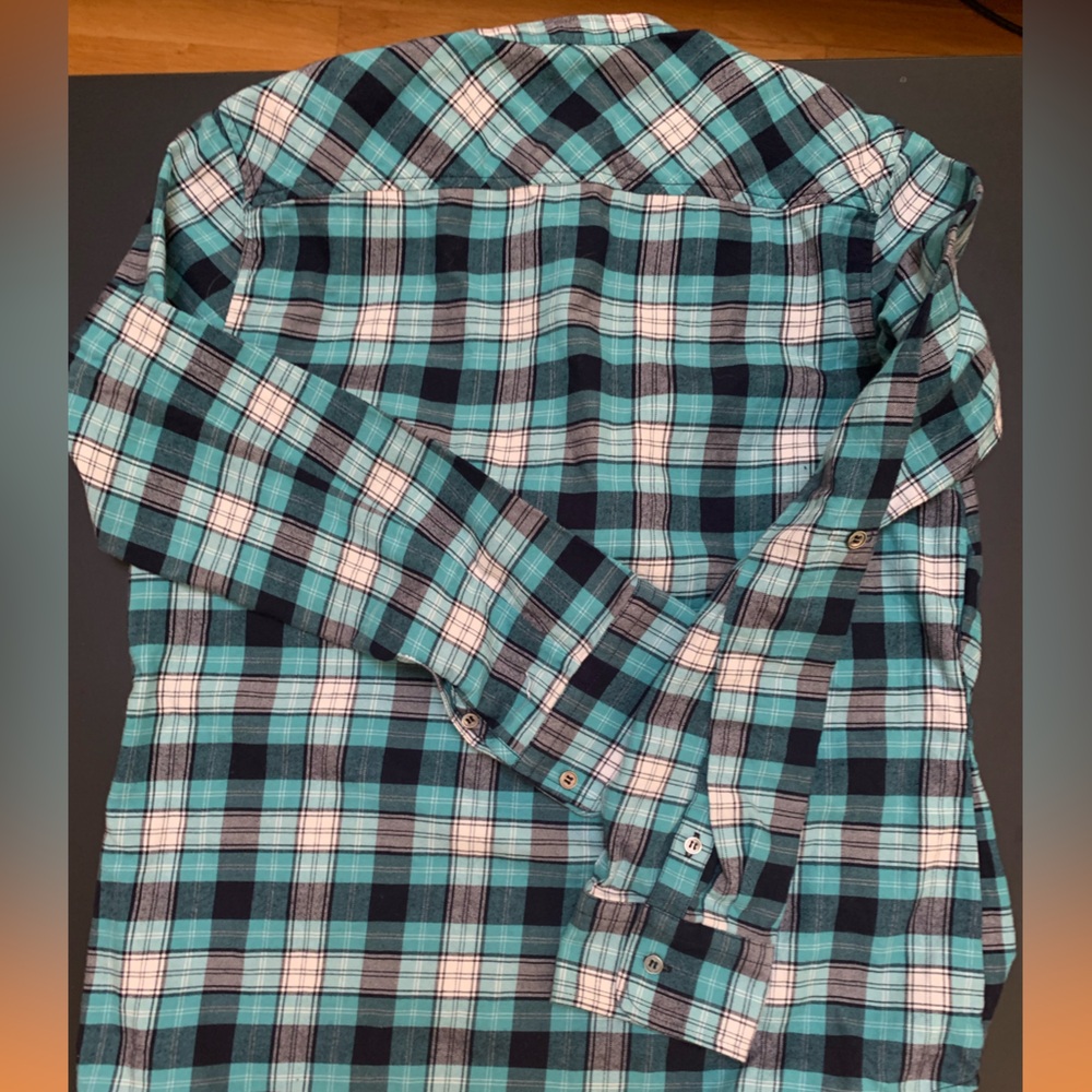 Talbots plaid pullover ruffle long-sleeve Blouse size 8 flannel - Picture 2 of 2